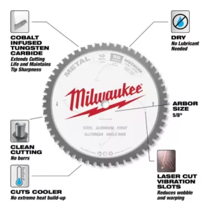 Milwaukee 10 in. x 50 Carbide Teeth Metal Cutting Circular Saw Blade