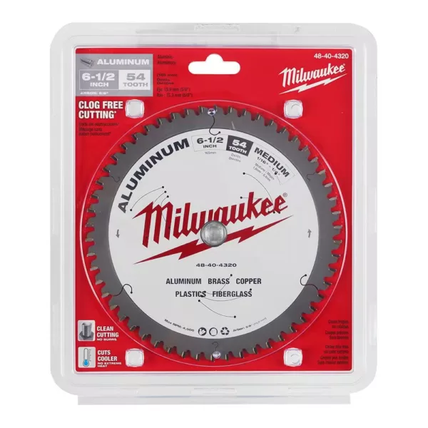 Milwaukee 6-1/2 in. x 54 Carbide Teeth Aluminum Cutting Circular Saw Blade