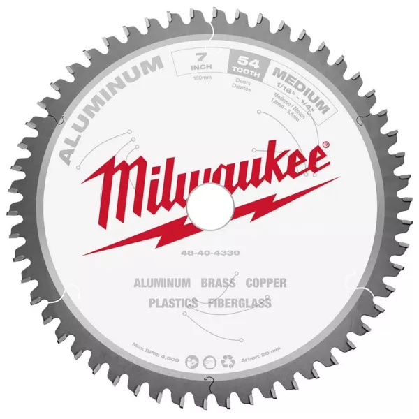 Milwaukee 7 in. x 54 Carbide Teeth Aluminum Cutting Circular Saw Blade