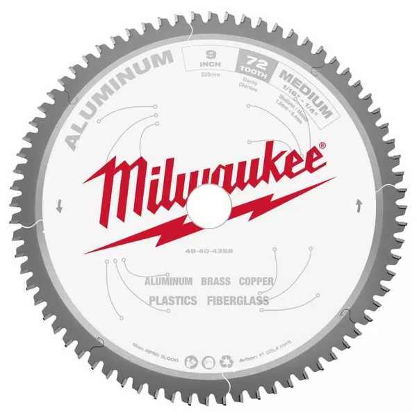 Milwaukee 9 in. x 72 Carbide Teeth Aluminum Cutting Circular Saw Blade