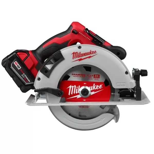 Milwaukee M18 18-Volt Lithium-Ion Brushless Cordless 7-1/4 in. Circular Saw Kit with 1 Battery 5.0Ah, Charger and Bag