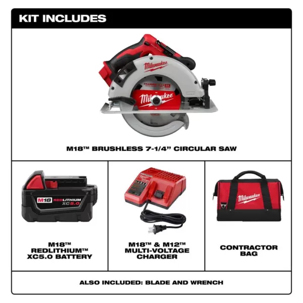 Milwaukee M18 18-Volt Lithium-Ion Brushless Cordless 7-1/4 in. Circular Saw Kit and PACKOUT 10 in. Compact Tool Box