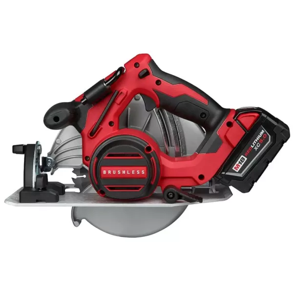 Milwaukee M18 18-Volt Lithium-Ion Brushless Cordless 7-1/4 in. Circular Saw Kit with 1 Battery 5.0Ah, Charger and Bag