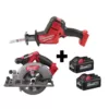 Milwaukee M18 FUEL 18V 6-1/2 in. Brushless Cordless Circular Saw & M18 FUEL HACKZALL Reciprocating Saw w/ (2) M18 6.0Ah Batteries