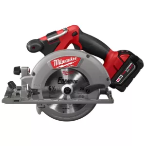 Milwaukee M18 FUEL 18-Volt Lithium-Ion Brushless Cordless 6-1/2 in. Circular Saw Kit w/ (2) 5.0Ah Batteries, Charger, Tool Bag