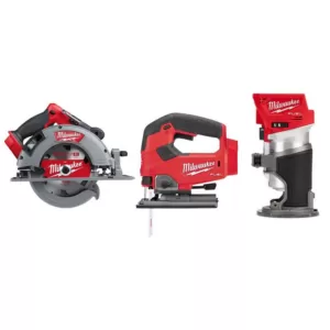 Milwaukee M18 FUEL 18-Volt Lithium-Ion Brushless 7-1/4 in. Cordless Circular Saw/Jigsaw/Compact Router Combo Kit (3-Tool)