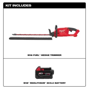 Milwaukee M18 FUEL 18-Volt Lithium-Ion Brushless Cordless Hedge Trimmer W/ M18 5.0Ah Battery