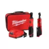 Milwaukee M12 12-Volt Lithium-Ion Cordless 3/8 in. and 1/4 in. Ratchet Kit (2-Tool) with Battery, Charger and Bag