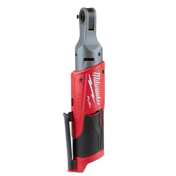 Milwaukee M12 FUEL 12-Volt Lithium-Ion Brushless Cordless 1/4 in. Ratchet Kit W/ (2) 2.0Ah Batteries, Charger & Tool Bag