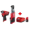 Milwaukee M12 FUEL 12-Volt Lithium-Ion Brushless Cordless 3/8 in. Ratchet & 1/4 in. Impact Combo with (1) 2.0Ah Battery & Charger