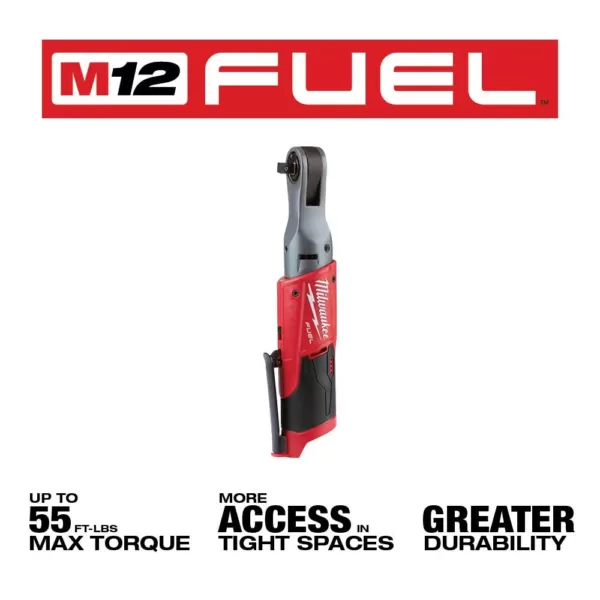 Milwaukee M12 FUEL 12-Volt Lithium-Ion Brushless Cordless 3/8 in. Ratchet (Tool-Only)