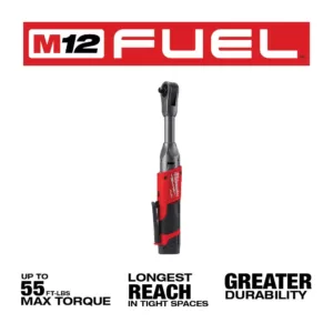 Milwaukee M12 FUEL 12-Volt Lithium-Ion Brushless Cordless 3/8 in. Extended Reach Ratchet Kit with One 2.0 Ah Batteries