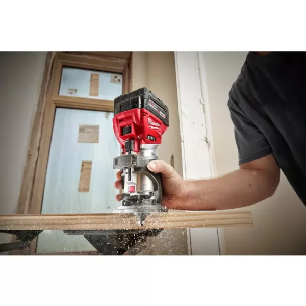 Milwaukee M18 FUEL 18-Volt Lithium-Ion Brushless Cordless Compact Router w/ Compact Router Offset Base