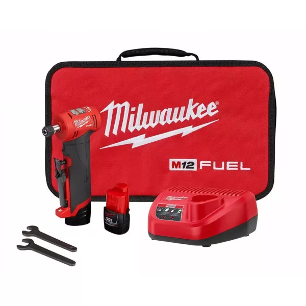 Milwaukee M12 FUEL 12-Volt Lithium-Ion Brushless Cordless 1/4 in. Right Angle Die Grinder Kit w/ (2) 2.0Ah Batteries