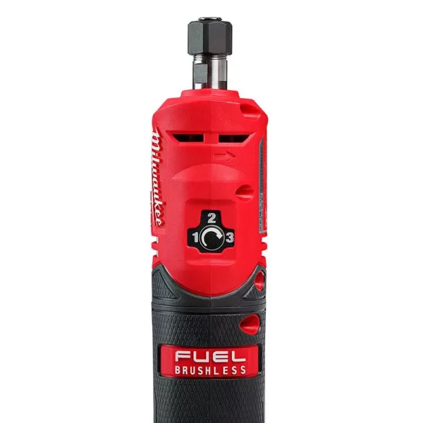 Milwaukee M12 FUEL 12-Volt Lithium-Ion Brushless Cordless 1/4 in. Straight Die Grinder Kit with Two 2.0 Ah Batteries