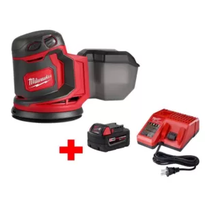 Milwaukee M18 18-Volt Lithium-Ion Cordless 5 in. Random Orbit Sander with M18 Starter Kit (1) 5.0Ah Battery and Charger