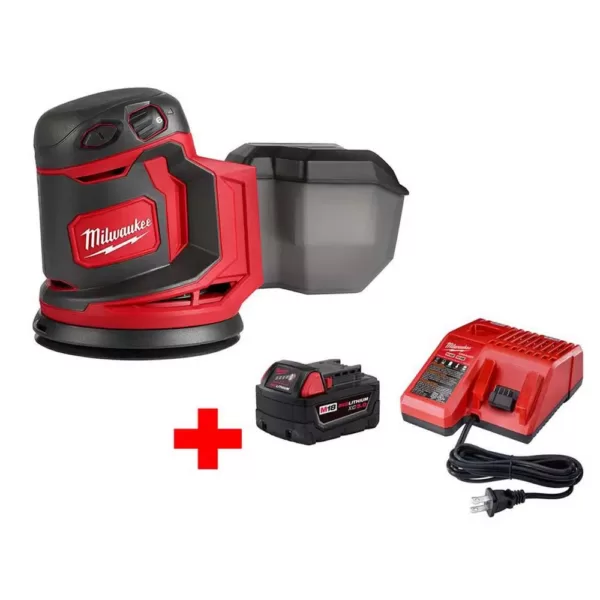 Milwaukee M18 18-Volt Lithium-Ion Cordless 5 in. Random Orbit Sander with M18 Starter Kit (1) 5.0Ah Battery and Charger