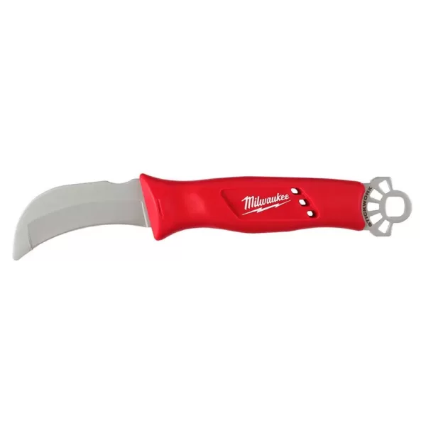 Milwaukee Lineman's Blunt Tip Hawkbill Knife with STICKWORK 3-in-1 Ring