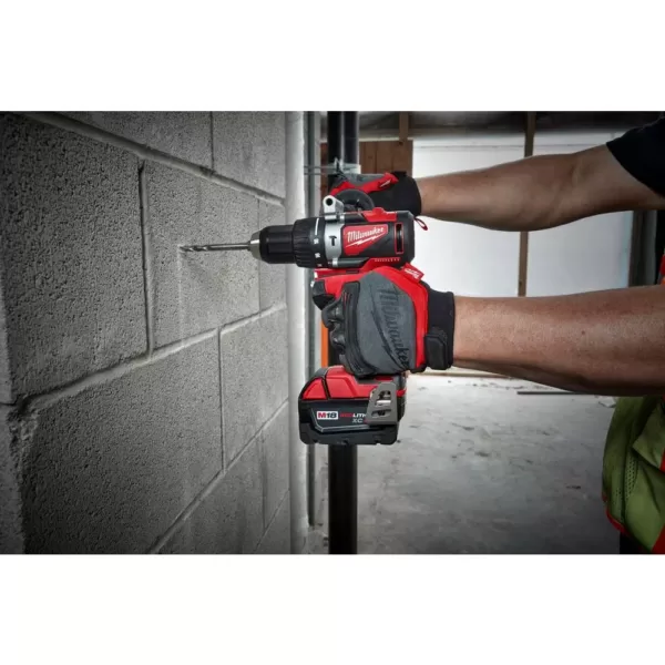 Milwaukee M18 18-Volt Lithium-Ion Brushless Cordless 1/2 in. Compact Hammer Drill/Driver Kit w/Two 4.0Ah Batteries and Hard Case