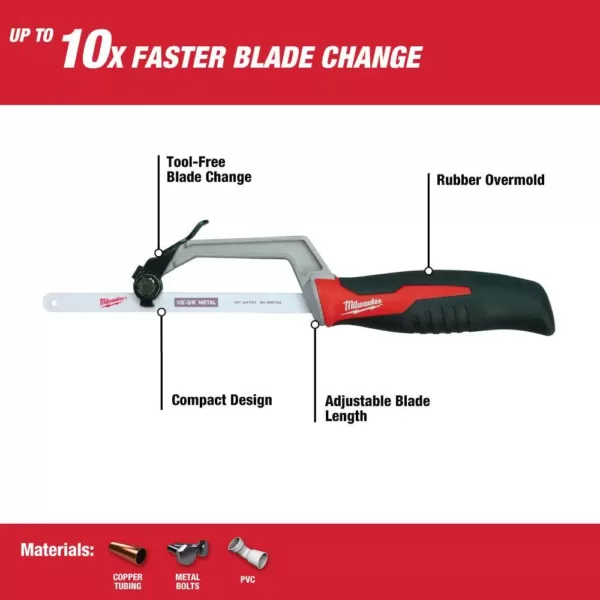 Milwaukee 12 in. Hack Saw with Rubber Handle with 10 in. Hack Saw