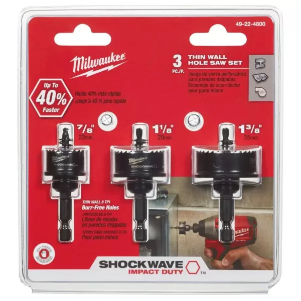 Milwaukee SHOCKWAVE Thin Wall Hole Saw Kit (3-Piece)