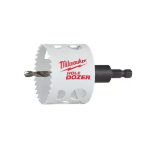 Milwaukee 2-1/2 in. Hole Dozer Bi-Metal Hole Saw with 3/8 in. Arbor & Pilot Bit