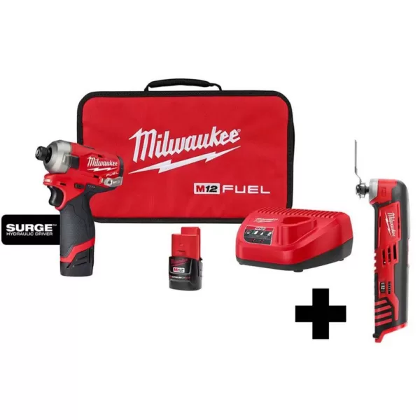 Milwaukee M12 FUEL SURGE 12-Volt Lithium-Ion Brushless Cordless 1/4 in. Hex Impact Driver Compact Kit with M12 Multi-Tool