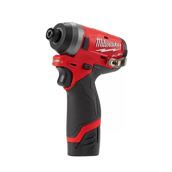 Milwaukee M12 FUEL 12-Volt Lithium-Ion Brushless Cordless 1/4 in. Hex Impact Driver/Bandsaw Combo Kit W/(1)2.0Ah Battery & Charger