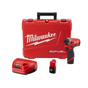 Milwaukee M12 FUEL 12-Volt Lithium-Ion Brushless Cordless 1/4 in. Hex Impact Driver Kit w/Two 2.0Ah Batteries, Charger&Hard Case