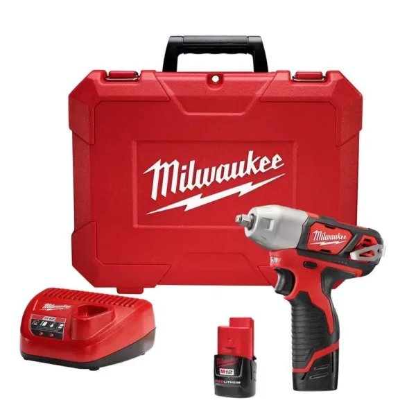 Milwaukee M12 12-Volt Lithium-Ion Cordless 1/4 in. Impact Wrench Kit W/ (2) 1.5Ah Batteries, Charger & Hard Case