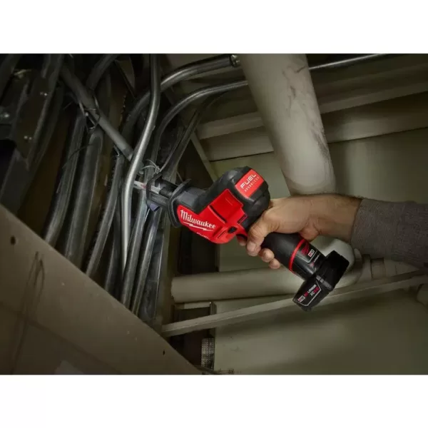 Milwaukee M12 FUEL 12-Volt Lithium-Ion Brushless Cordless Stubby 3/8 in. Impact Wrench and HACKZALL with two 3.0 Ah Batteries