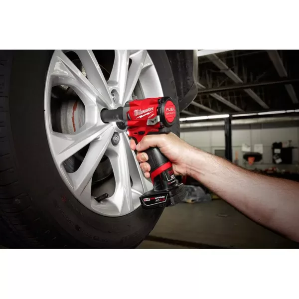 Milwaukee M12 FUEL 12-Volt Lithium-Ion Brushless Cordless Stubby 3/8 in. Impact Wrench Kit with One 4.0 and One 2.0Ah Batteries