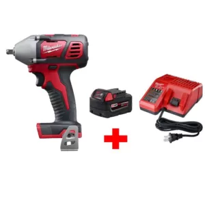 Milwaukee M18 18-Volt Lithium-Ion Cordless 3/8 in. Impact Wrench W/ Friction Ring W/ M18 Starter Kit (1) 5.0Ah Battery & Charger