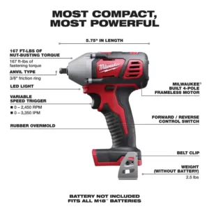 Milwaukee M18 18-Volt Lithium-Ion Cordless 3/8 in. Impact Wrench W/ Friction Ring (Tool-Only)