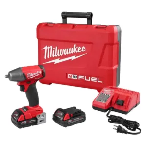 Milwaukee M18 FUEL 18-Volt Lithium-Ion Brushless Cordless 3/8 in. Impact Wrench W/ Friction Ring Kit W/ (2) 2.0Ah Batteries