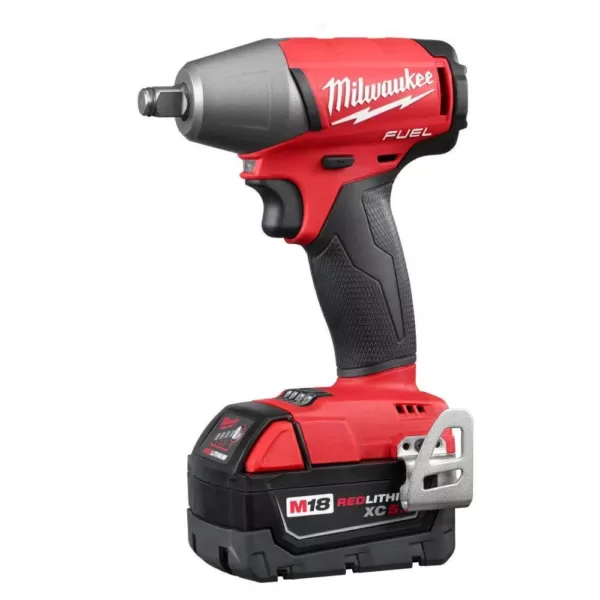 Milwaukee M18 FUEL 18-Volt Lithium-Ion Brushless Cordless 1/2 in. Impact Wrench Friction Ring with Two 5 Ah Batteries, Hard Case