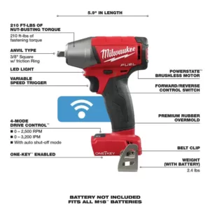 Milwaukee M18 FUEL ONE-KEY 18-Volt Lithium-Ion Brushless Cordless 3/8 in. Impact Wrench w/ Friction Ring (Tool-Only)