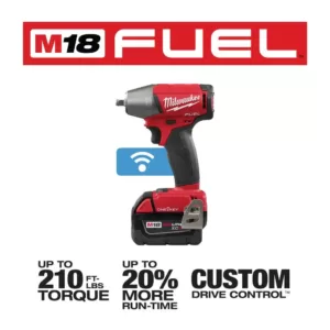 Milwaukee M18 FUEL ONE-KEY 18-Volt Lithium-Ion Brushless Cordless 3/8 in. Impact Wrench w/ Friction Ring Kit w/(2) 5.0Ah Batteries