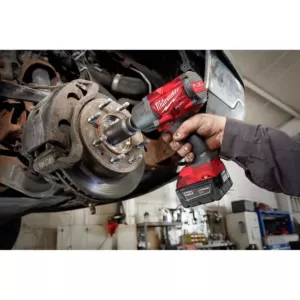 Milwaukee M18 FUEL 18-Volt 1/2 in. Lithium-Ion Brushless Cordless Impact Wrench with Friction Ring & Grease Gun with Two Batteries