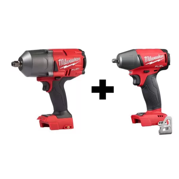 Milwaukee M18 FUEL 18-Volt Lithium-Ion Brushless Cordless 1/2 in. High Torque & Compact Impact Wrench with Friction Ring (2-Tool)