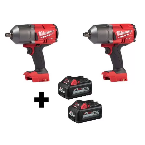 Milwaukee M18 FUEL 18-Volt 1/2 in. Lithium-Ion Brushless Cordless Impact Wrench w/ Friction Ring (2-Tool) w/ Two 6.0Ah Batteries