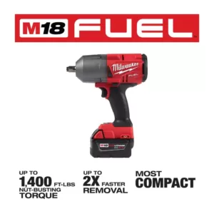 Milwaukee M18 FUEL 18-Volt Lithium-Ion Brushless Cordless 1/2 in. Impact Wrench w/Friction Ring Kit w/One 5.0 Ah Battery and Bag