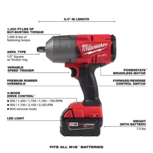 Milwaukee M18 FUEL 18-Volt Lithium-Ion Brushless Cordless 1/2 in. Impact Wrench with Friction Ring Kit W/  FUEL Impact Driver