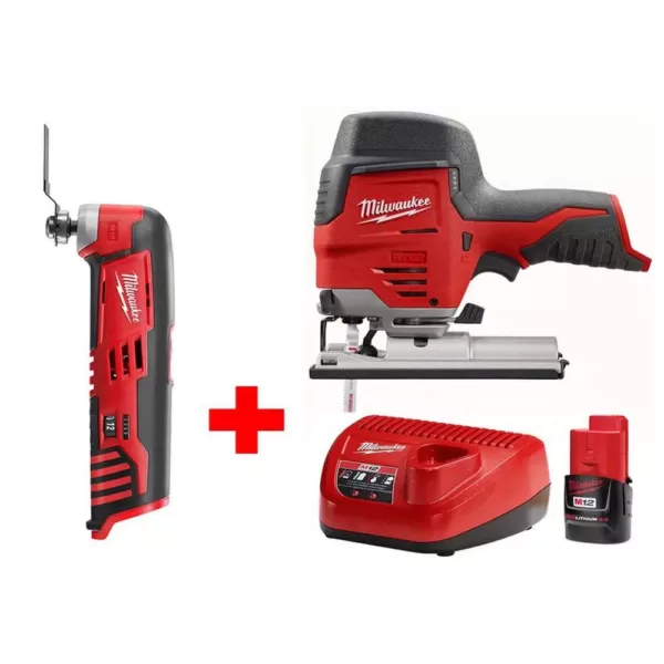 Milwaukee M12 12-Volt Lithium-Ion Cordless Jig Saw and Multi-Tool Combo Kit W/ (1) 2.0Ah Battery and Charger