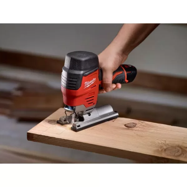 Milwaukee M12 12-Volt Lithium-Ion Cordless Jig Saw and Crown Stapler with two 3.0 Ah Batteries