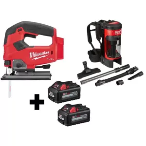 Milwaukee M18 FUEL 18-Volt Lithium-Ion Brushless Cordless Jig Saw and 3-in-1 Backpack Vacuum with (2) 6.0Ah Batteries