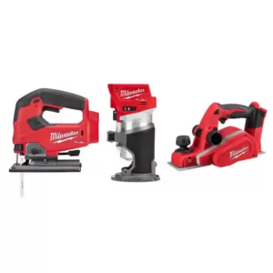 Milwaukee M18 FUEL 18-Volt Lithium-Ion Brushless Cordless Jig Saw/Compact Router/3-1/4 in. Planer Combo Kit (3-Tool)