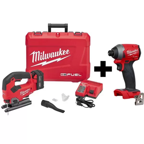 Milwaukee M18 FUEL 18-Volt Lithium-Ion Brushless Cordless Jig Saw Kit with  M18 FUEL Impact Driver