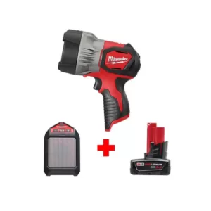 Milwaukee M12 12-Volt Lithium-Ion Cordless 750 Lumens TRUEVIEW LED Spotlight with M12 Jobsite Speaker and 3.0 Ah Battery