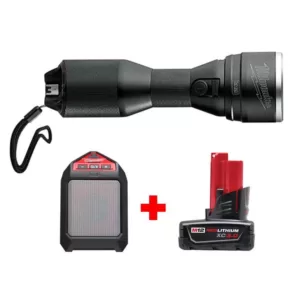 Milwaukee M12 12-Volt Lithium-Ion Cordless LED High Performance Flashlight with M12 Jobsite Speaker and 3.0 Ah Battery